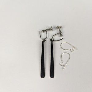 Vintage Silver and Wood Earrings